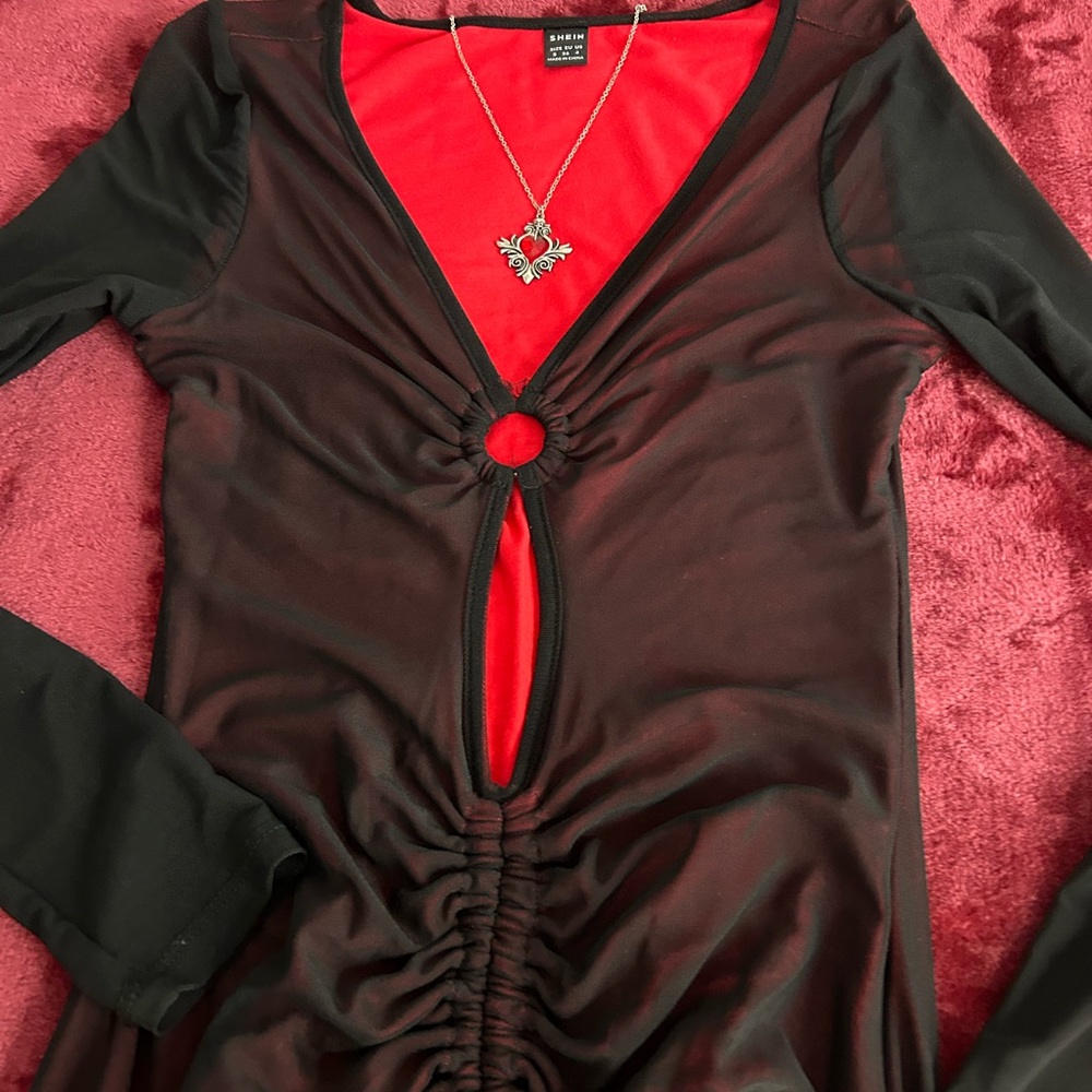 Black and Red Overlay Goth Dress